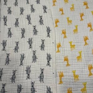 aden + anais White Baby Blanket giraffe and zebra print